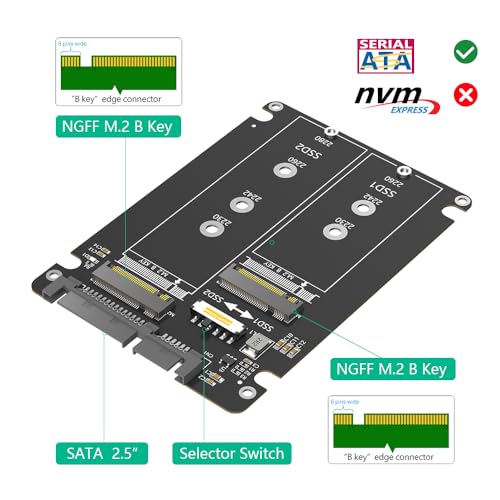 Mustpoint Caja Plástica para SSD Dual M.2 a SATA III 2.5" miniatura 4