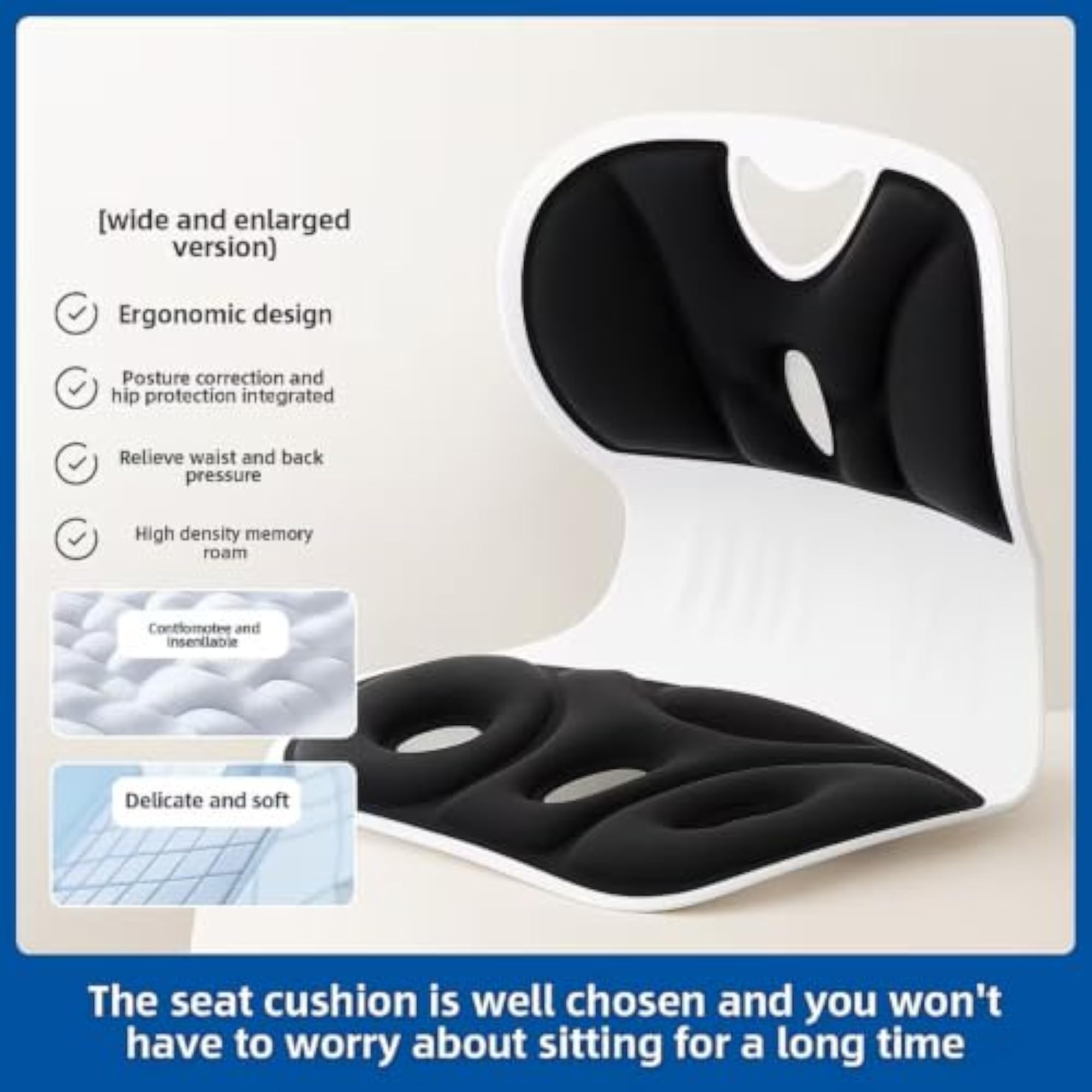 Adjustable Lumbar Support Seat Cushion