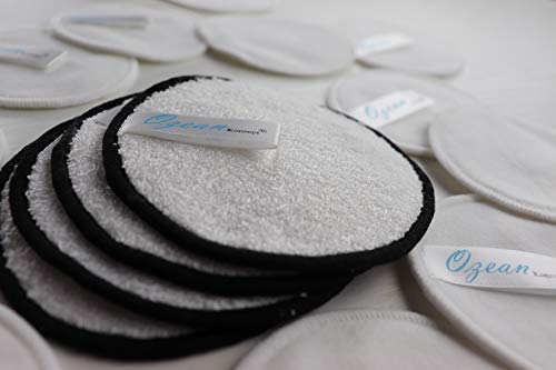 OzeanKonzept 16 Wiederverwendbare Abschminkpads aus Bambus und Baumwolle Waschbar, Mehrweg Makeup Entferner, Zero Waste Set inkl. Wäschenetz + Beauty Tipp, DEO & Duschgel Rezepte E-Book Cover