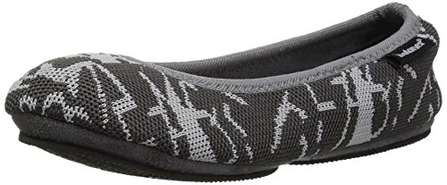 isotoner Women's Paris Ballet Slipper, ash geo Print, 8-9