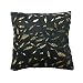 dontdo Funda de cojín de felpa de doble cara con plumas bronceadas para el hogar, funda de almohada de felpa de plumas doradas, suave funda de cojín para decoración del sofá, color negro