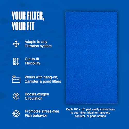 Image of Penn-Plax Cascade Poly Fiber Plus Aquarium Filter Media Pad - Flexible Cut-To-Fit for Freshwater, Saltwater Tanks & Ponds - Works with All Filter Types - Captures Fine & Coarse Debris - 10 x 18 Inches