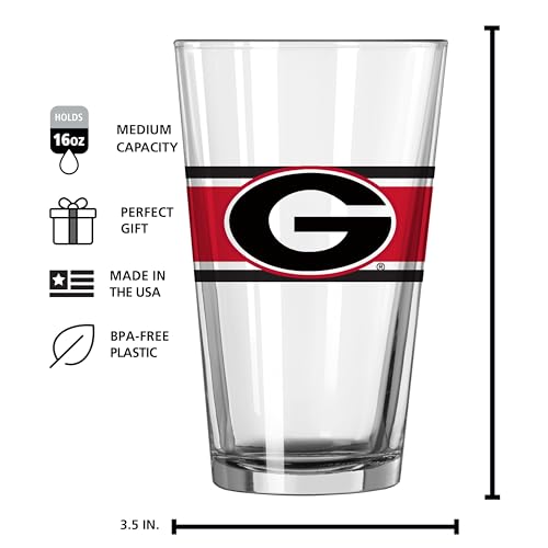 Image of Logo Brands NCAA 16 oz Pint Glass - Durable Glass With Bold Team Color- Chip-Resistant Rim Drinkware For Fans, Tailgates, Home Bars & Everyday Use