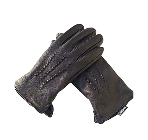 Guantes de piel de oveja 100% para hombre guantes de cuero suave negro 47
