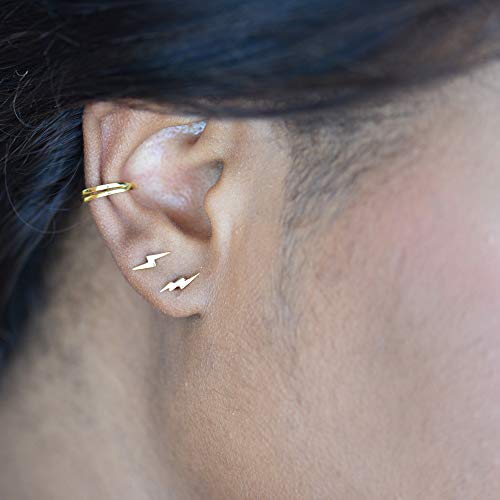 18K Gold Vermeil Tiny Gold Lightning Bolt Stud Earrings2