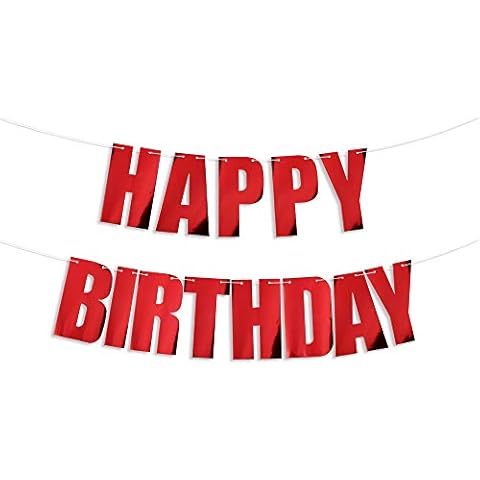 Happy Birthday Banner for Home or Garden Birthday Bunting, All-in-One Pack Birthday Party Theme Decoration Supplies(Red) Cover