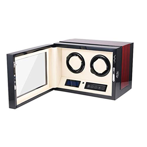 Preisvergleich Produktbild QLL Uhrenbeweger, Einschub für Versenkbare Federkarten, Zuschaltbarer LED-Beleuchtung LCD-Touchscreen Antimagnetisches Design für 2 Armbanduhren (Farbe : Brown-Beige, größe : 30x23x21.5cm)