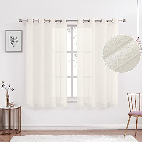 July Joy Semi Linen Look Sheer Curtains for Bedroom, Living