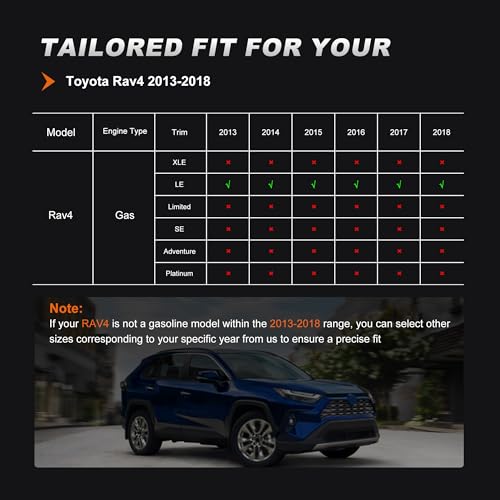 Image of AOMSAZTO Custom Fit RAV4 Seat Covers for Toyota RAV4 LE 2013 2014 2015 2016 2017 2018 (NOT for Hybrid) - Full Set Faux Leather (Black)