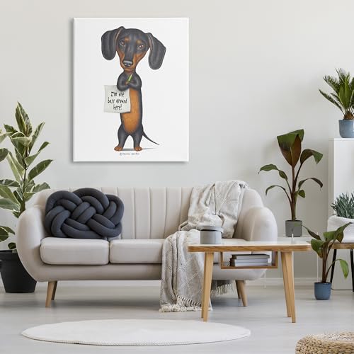 Image of Stupell Industries 'Funny Dachshund Boss', Canvas Art, 36 x 48 Inches, Easy to Hang and Sturdy, Made in USA, by Danny Gordan