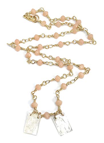 Leslie Boules Escapularios Católicos Jewelry For Women Beige Crystal Beads Chain 17 Inches Length #TOP1