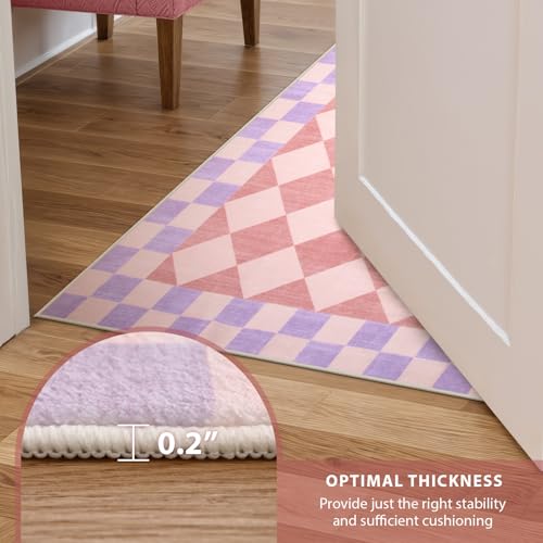 Tapete decorativo a cuadros 5x7 rosa para dormitorio miniatura 5