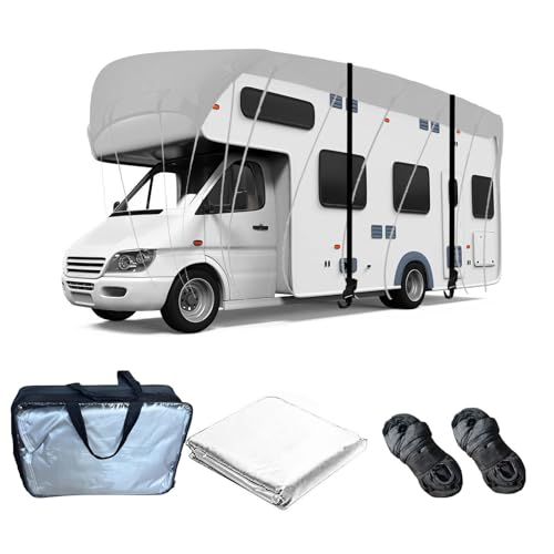 Wider 3.3m/10.83ft Camper Cover 210D Oxford Cloth Rv Covers for Roof Only Wind, Rain and Snow Proof with 2 Extra Straps Grey-26.2 x 10.8 ft