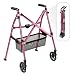 Stander EZ Fold-N-Go Walker, Lightweight Folding 2 Wheeled Walker, Height Adjustable Travel Walker with Swivel Wheels for Seniors, Regal Rose