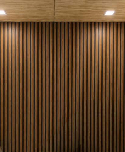 Image of 3D Wooden Strip Design Self Adhesive Wallpaper | Brown & Black Vertical Panel PVC Wall Sticker | Waterproof Peel & Stick Wallpaper for Living Room, Bedroom & Office