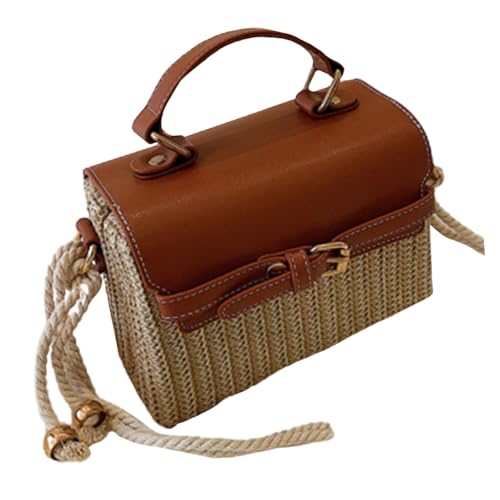 Sac paille tressé bandoulière Homoyoyo avec dentelle délicate pour femme
