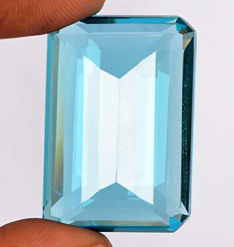 Fabulous Swiss Blue Topaz 112.50 Ct Brazilian Topaz Faceted Emerald Cut Swiss Blue Topaz Gemstone4