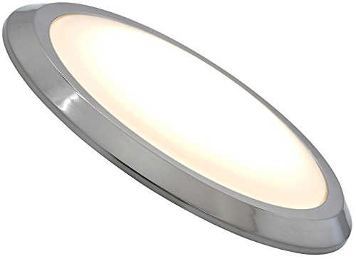 Best Deal Hamilton Hills New Round Flush Mount Thin Ceiling Light   LED Disc Shaped Thinnest Round Dimmable Lighting Fixture Direct Wire Lights No Drywall Work Required 3000K Bright White 16" Brushed Nickel