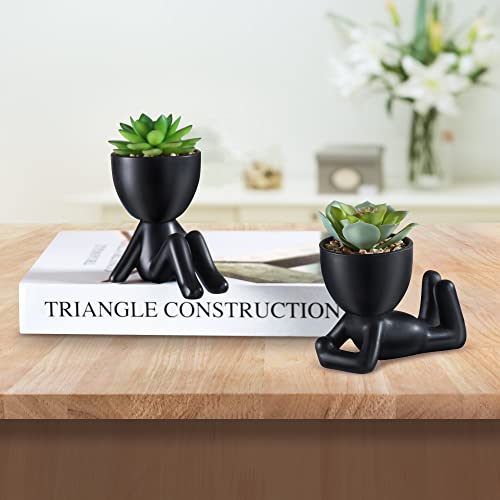 Fake-Succulent-Mini-Succulents-Plants-Artificial-in-Black-Modern-Human-Shaped-Ceramic-Pots-Desk-Decor-Desk-Plant-for-Office-Decor-for-Women-Cute-Fake-Plants-Bathroom-Decor-2PCS