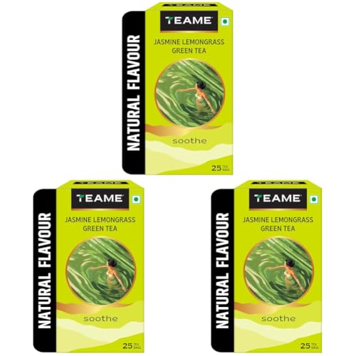 Image of TE-A-ME Green Tea - Jasmine Lemongrass 25 Bags | Jasmine Lemongrass Tea Bags | Green Tea Bags 25 pcs (Pack of 3)