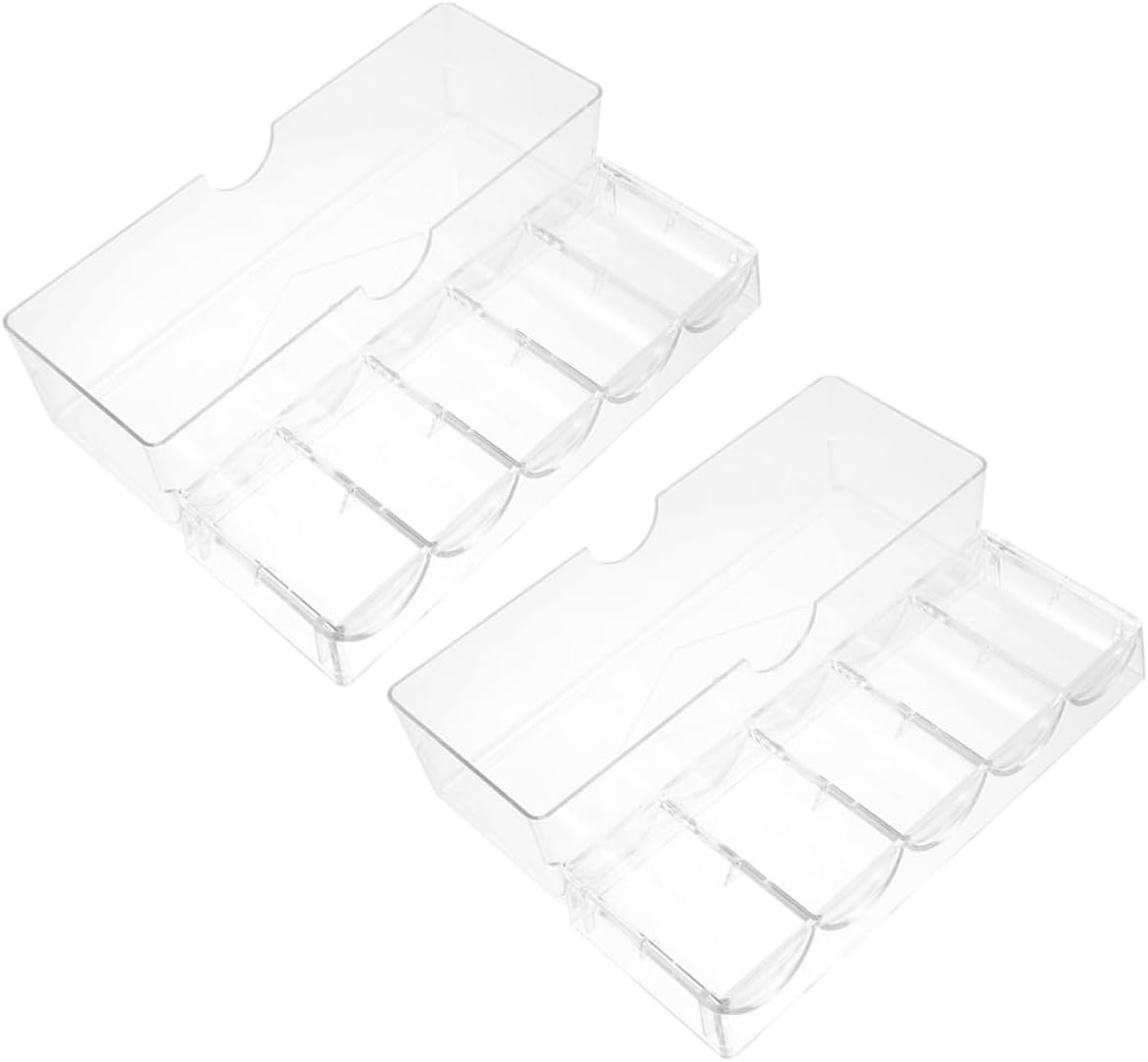 KICHOUSE 2pcs Sturdy Poker Chips Organizer Compartments Poker Chip Rack Case Storage Container Case