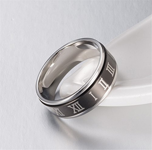 PAURO Unisex Stainless Steel Roman Numerals Spin Worry Ring for Anxiety4