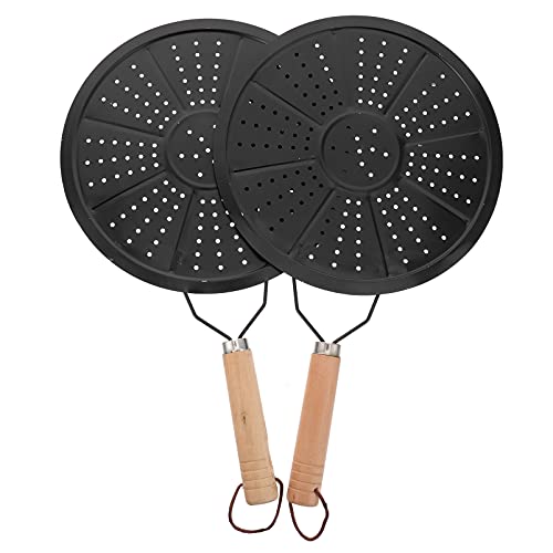 Cabilock 2pcs Wooden Handle Pan Insulation Pad for Gas Stove Simmer Pad Hanging Hole