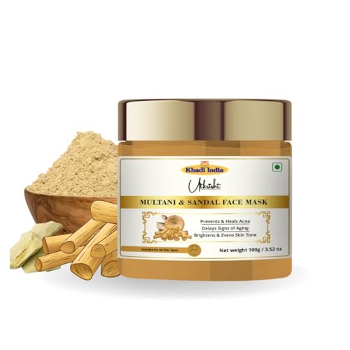Image of Khadi Multani Mitti & Sandalwood Face Mask 100g | Pure,Natural & Ayurvedic | Gently Exfoliates & Even Outs for Glowing Skin | Removes Dirt & Impurities | All Skin Types | For Men & Women