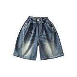 Toddler Kids Denim Shorts Fashion Casual Elastic Waist Knee Length Jorts Cute Y2k Distressed Jean (Blue, 6-7 Years)