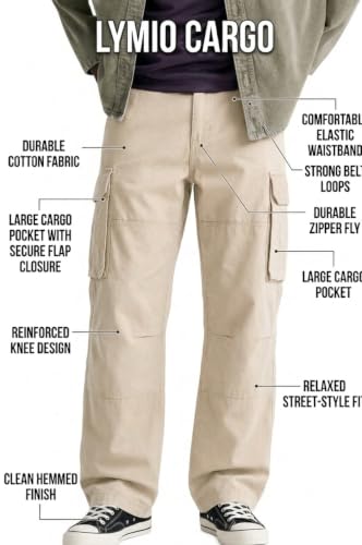 Image of Lymio Cargo for Men | Cotton Cargo Pant | Drawstring Waist Pant (Available Also Plus Size) (46-49)