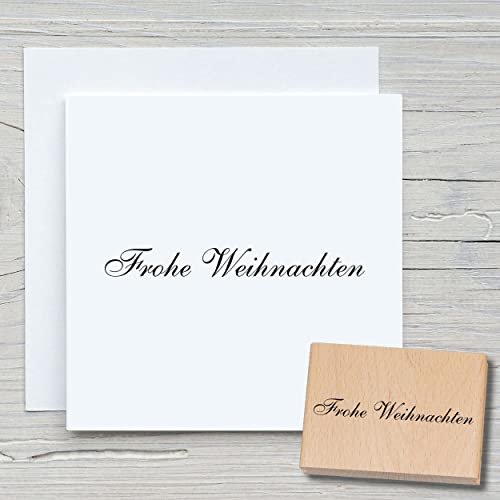 NEWSTAMPS Stempel Frohe Weihnachten 01 Motivstempel aus Holz & Gummi zum Karten und Geschenke basteln Holzstempel für Weihnachtskarte Advent Schrift Scrapbook Textilstempel Deko Freunde