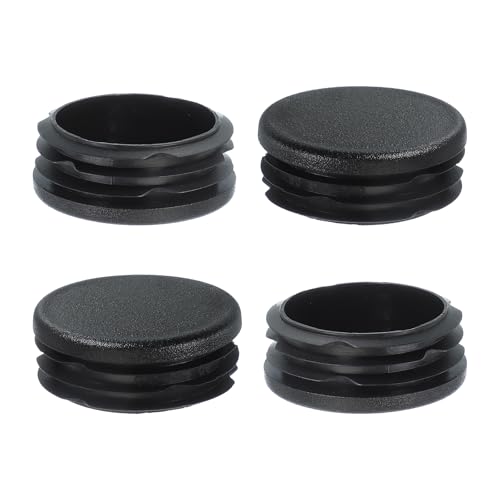 Image of PATIKIL 2 Inch Plastic Tubing End Caps, 4 Pcs Round Hole Plug Insert for Round Iron Pipe Chair Leg Table Bookshelves Patio Furniture, Black