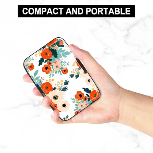 Image of Card Holder Credit Cards Holder for Women RFID wallet women Business Card Holder Wallet Mini Aluminum Card Wallet RFID Blocking Slim Metal Hard Card for Women, Brightly Colored Flowers