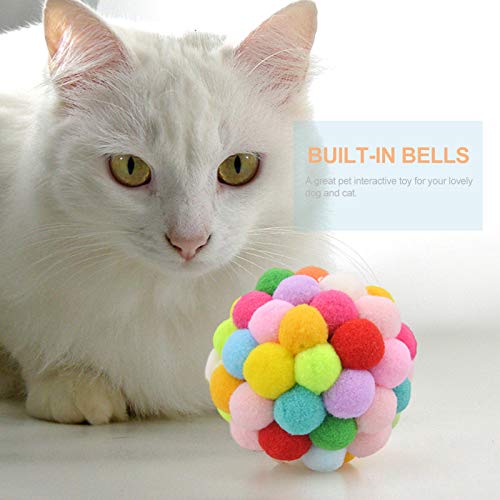 Brinquedos para bolas de gato,Brinquedos de bola de gato Brinquedos de pelúcia com sino colorido bon
