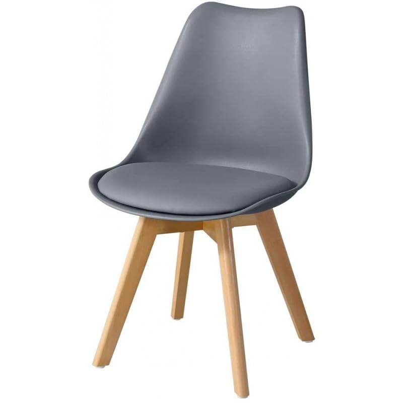 Silla Toronto 4P (SU), Madera, Polipropileno y cojín. Estilo nórdico. (Gris Oscuro)