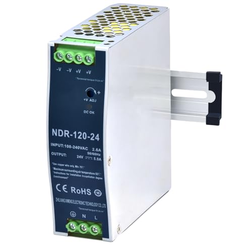 Image of 24VDC Power Supply NDR 120W DIN Rail Power Supply Switch Switching Converter DC 24V DC Power Adapter (Input 100-240VAC Output 24VDC 50 /60HZ 24V 5A)
