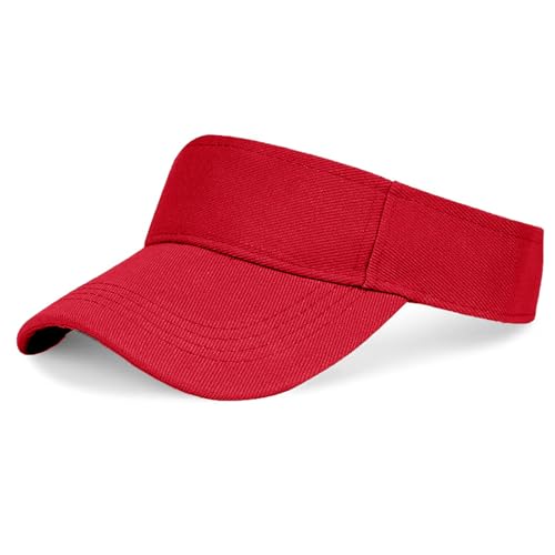 jerbro Unisex Visoren Cap Sonne Hut Golf Tenniskappe mit Sonnenblende Baseball Kappe Baseballmütze Einstellbar Visor Sommer Schirmmütze für Damen Herren (Rot)