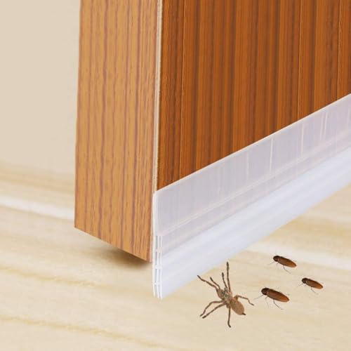 Image of Door Draft Stopper, Silicon Door Bottom Sealing Strip, Door Bottom Sealing Strip Guard, Self Adhesive Door Gap Filler Rubber,Protector from Cockroach,1M (White, Pack of 3)
