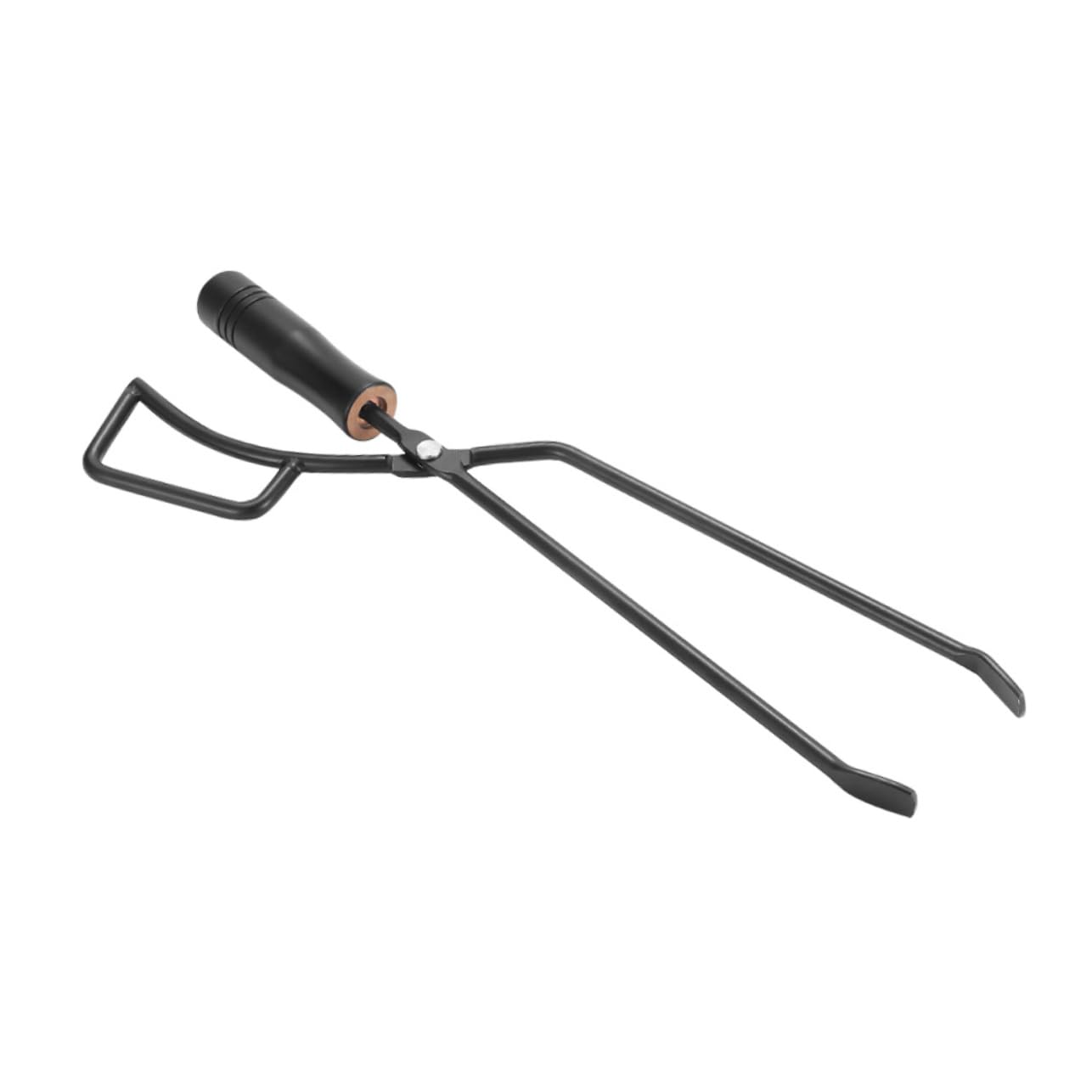 Pinza per Carbone Barbecue in Ferro Manico lungo Legno | Impugnatura Stabile, Nero, Accessorio Pratico per Brace in Cortile e Cena in Famiglia