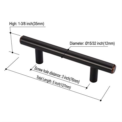 Amerdeco IH0001ORB76 10 Pack Oil Rubbed Bronze 3Inch(76mm) Hole Centers Kitchen Cabinet Pulls Hardware Modern Kitchen Solid Handles for Cabinets Cupboard Handles Drawer Pulls
