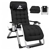 ROSA JM Silla Reclinable de Gravidad Cero, Negra, 66 x 178 cm, Ajustable 90-170°, con Portavasos,...