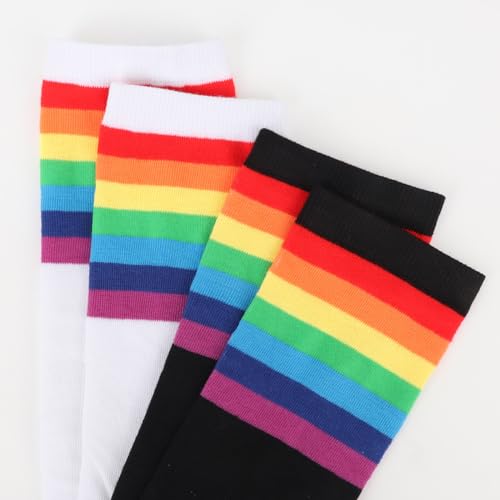 Image of DRESHOW Extra Long High Thigh Socks Striped Over Knee Thin Tights Long Stocking