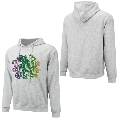 Colorful Octopus Lightweight Hoodies for Men Pure Cotton Pullover Long Sleeve Hoodie Sweatshirt with Pocket3