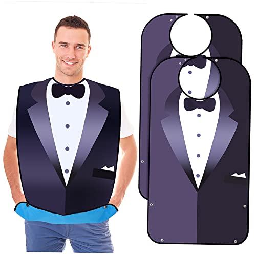KALLORY 2 Pcs Bib Mealtime Clothing Protector Adult Aprons Dining Clothing Protectors Wedding Party Supplies Elder Burp Cloth Funny Adult Smock Man Polyester Food