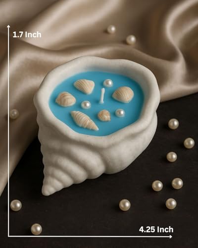 Image of CHRONIKLE Seashell Glow Candle | Handcrafted Scented Soy Wax Candle for Home Decor, Pooja, Festive Lighting & Gifting