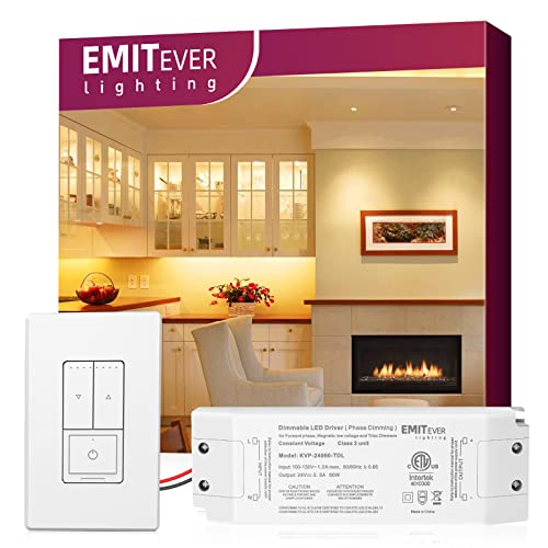 Emitever 1 Pack Dimmer Light Switch,Single-Pole Or 3-Way Dimmer Switches,Dimmer Switches For Dimmable Led,Cfl,Incandescent,Halogen Light Bulbs+Dimmable Led Driver, 60W Ac To Dc 24V Transformer #TOP22