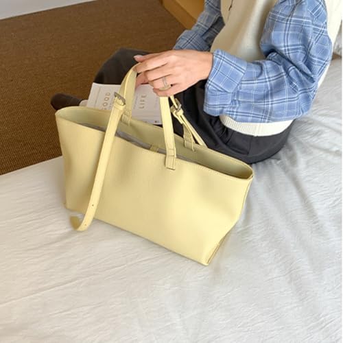 Leather Tote Bag for Women Solid Color Casual Shopper Handbag Shoulder Handbag Simple Shoulder Bag for Work Travel3