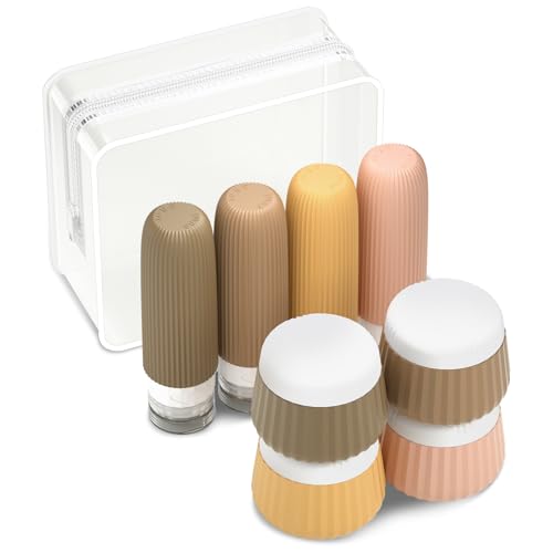Image of Mrsdry Travel Bottles 8 Pack, TSA Approved 3 oz Toiletries Containers, Leak Proof Silicone Squeezable Essentials Jars with Clear Bag
