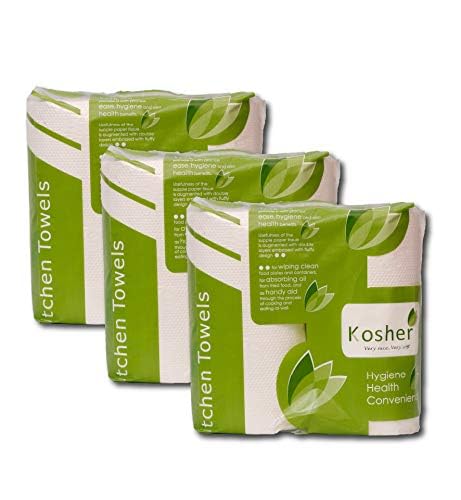 Image of Kosher Kitchen Tissue Paper Roll | 540 Pulls | 90 Pulls Each X 6 Rolls | Strong & Super Absorbent 2-Ply Kitchen Roll | High Wet Strength | Flower Embossed for Absorption | (Combo of 3- Total 6 Rolls)