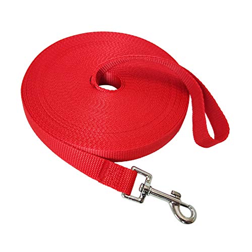 Nylon Training Dog Leash For Small Medium Large Dogs, 15Ft 20Ft 30Ft 50Ft Long Leash Dog/Puppy Lead For Obedience Recall Training, Camping (50Ft, Red) #TOP17